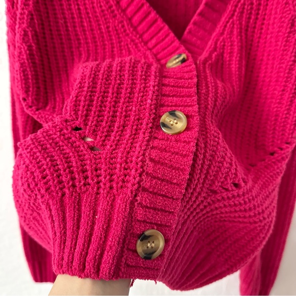 Pink Republic Pink Green Cardigan Chunky Button Bundle S M Cable Chenille - Picture 4 of 11